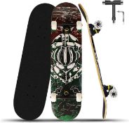 RRP £33.99 Complete Skateboard, 31*8 Inch Double Kick 7 Layer Canadian Maple Retro (Knight)