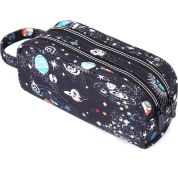 RRP £24 Set of 3 x Jemia Dual Compartments Collection 2 Independent Zipper Chambers Pencil Case