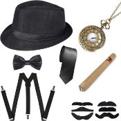 RRP £25 Set of 2 x DWTECH 1920s Gatsby Accessories for Men,20s Men Fancy Dress Accessories Gatsby