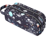 RRP £24 Set of 3 x Jemia Dual Compartments Collection 2 Independent Zipper Chambers Pencil Case