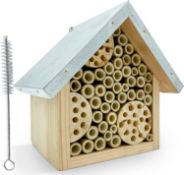 Wild Bee House Insect Home Bug Hotel with Metal Roof Small Bug House with Cleaning Brush