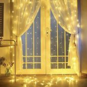 LED Curtain Lights Plug In 3mx3m Mains Powered Fairy Lights with Timer Function Remote Control