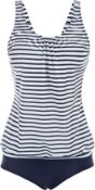 RRP £22.99 JASAMBAC Tankini Swimsuits for Women Retro Striped Two Piece Bathing Suits, M