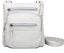 Soft Leather Multi Pockets Crossbody Bag for Women Vintage Shoulder Flap Bag Handbag