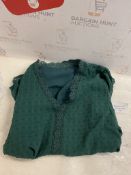 RRP £27.99 Dokotoo Women V Neck Lace Crochet Tunic Tops Casual Short Sleeve Blouse Shirt, L