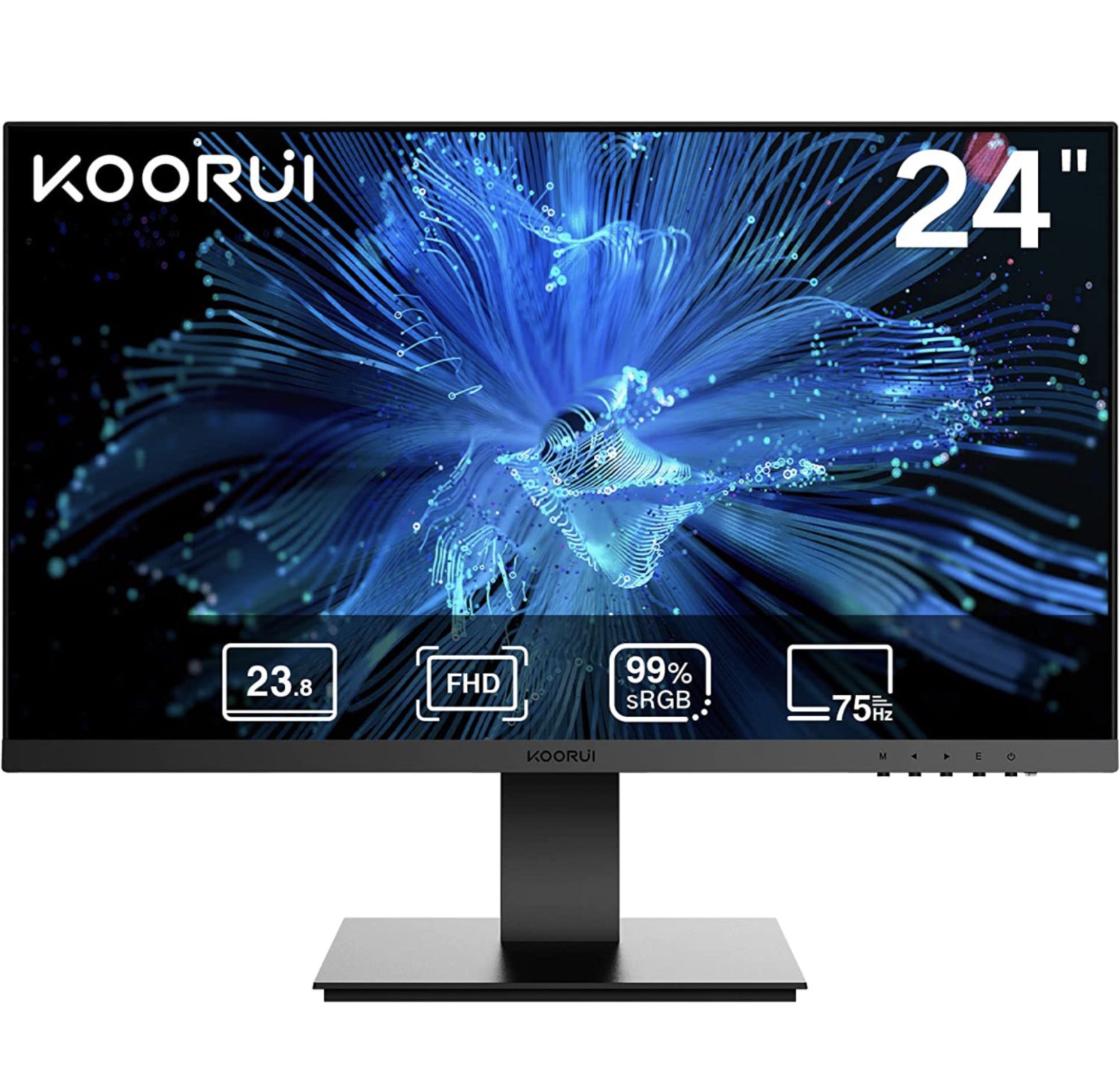 RRP £149 Koorui 24 Inch Monitor Full HD 1920 x 1080p 75Hz 3000:1 Contrast Ratio with HDMI Frameless