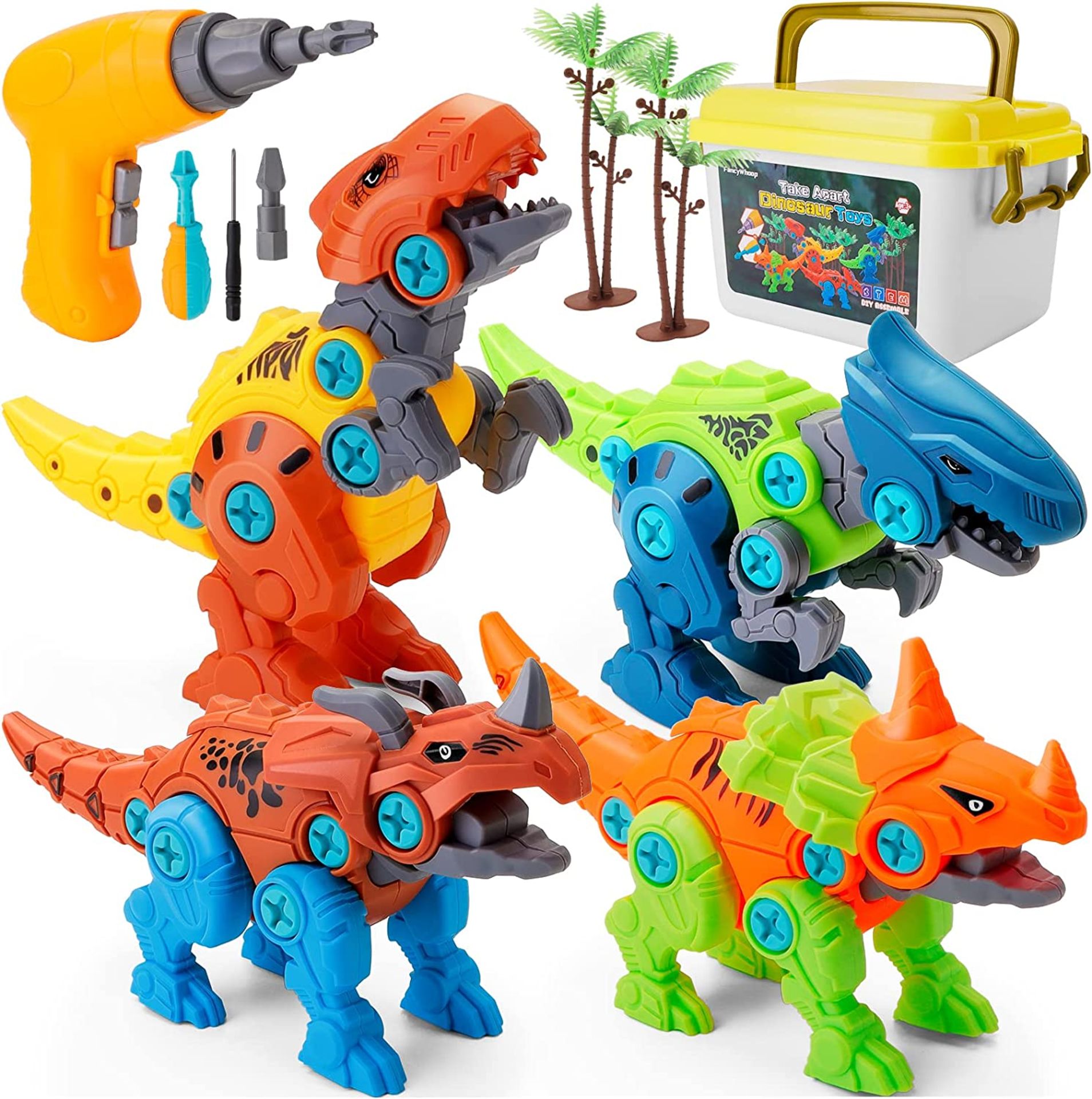 HoyMie Take Apart Dinosaur Toys for Kids - STEM Educational DIY Plastic Dinosaurs Set with Box &