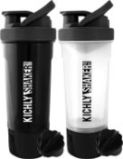 RRP £30 Set of 2 x KICHLY 2-Pack Classic Protein Shaker Bottle (700 ml) with Protein Shaker Ball -