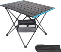RRP £29.99 reakoo Camping Table with Aluminum Table Top, Portable Lightweight Folding Camping Table