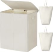 RRP £31.99 Chrislley 154L Double Laundry Basket with lid and Removable Laundry Bags Large