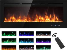 RRP £299 M.C.Haus Electric Fireplace Touch Screen Glass Panel Colorful Flame Insert Wall Mounted