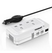 RRP £39.99 Bestek 200W Power Inverter DC 12V to AC 230V 240V Dual Socket Car Voltage Converter 4 USB