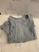 RRP £24.99 Dokotoo Womens V Neck Lace Crochet Eyelet Blouses Casual Short Sleeve Top Tshirts, M