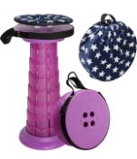 RRP £27.99 Alevmoom 20.4" Portable Telescopic Stool Collapsible Camping Stoolwith Cushion