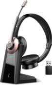 RRP £49.99 Earbay Wireless Headset, Bluetooth Headphones with Microphone Noise Canceling & USB