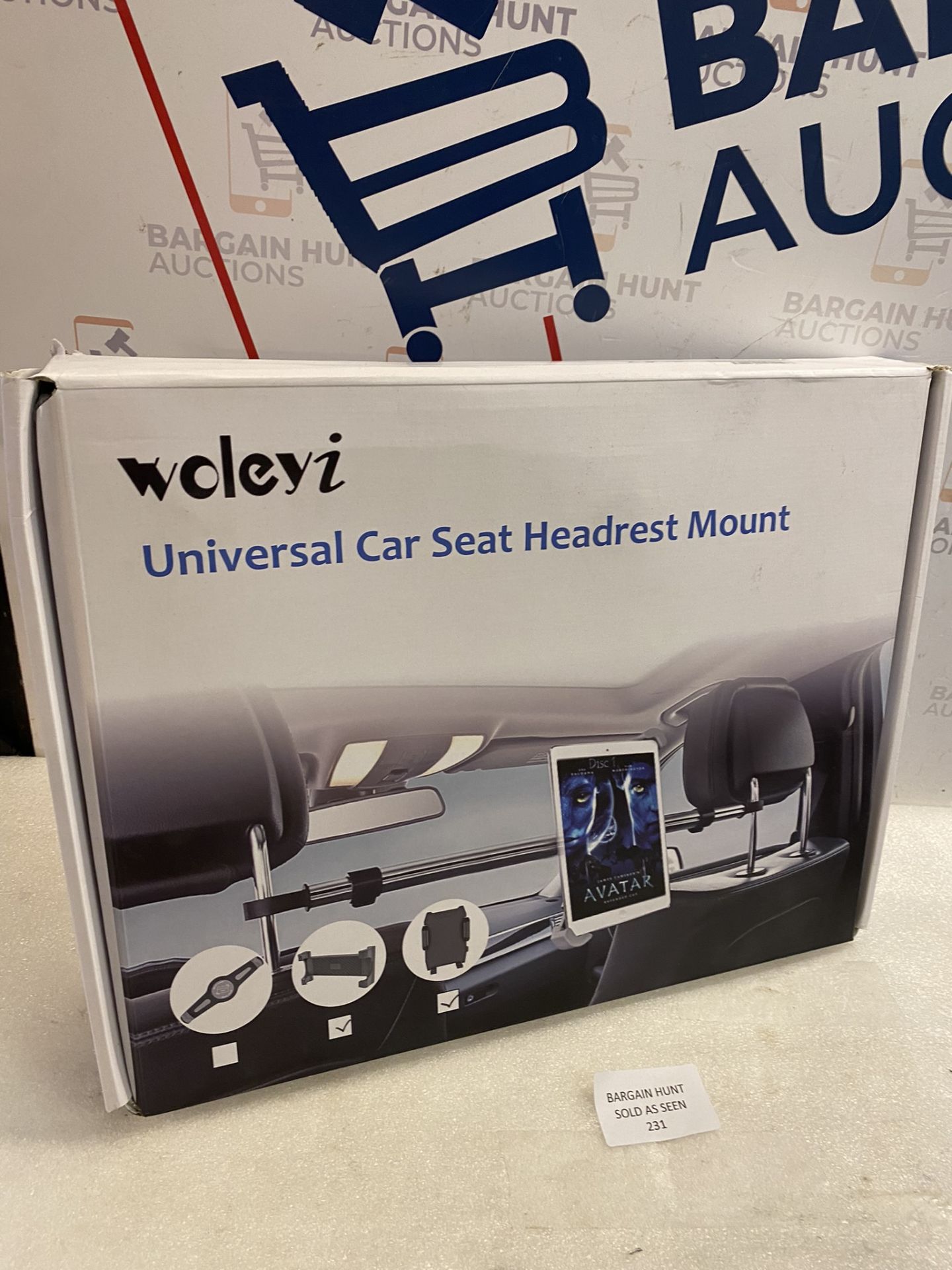 RRP £32.99 woleyi Car Headrest Tablet Holder for Phone and iPad, Car Mount Clamp for All 7''-12.