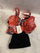 RRP £25.99 Women's Tankini Swimsuit Tummy Control Two Piece Bathing Suit Swimwear Floral Red M