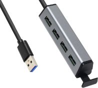 Set of 4 x VCOM USB 3.0 Data Hub, Slim 4-Port USB A Hub with Phone Stand Function
