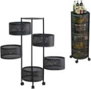 RRP £95.99 ybaymy Rotating Storage Rack 5 Layers Kitchen Vegetable Storage Shelf with wheels Multi-