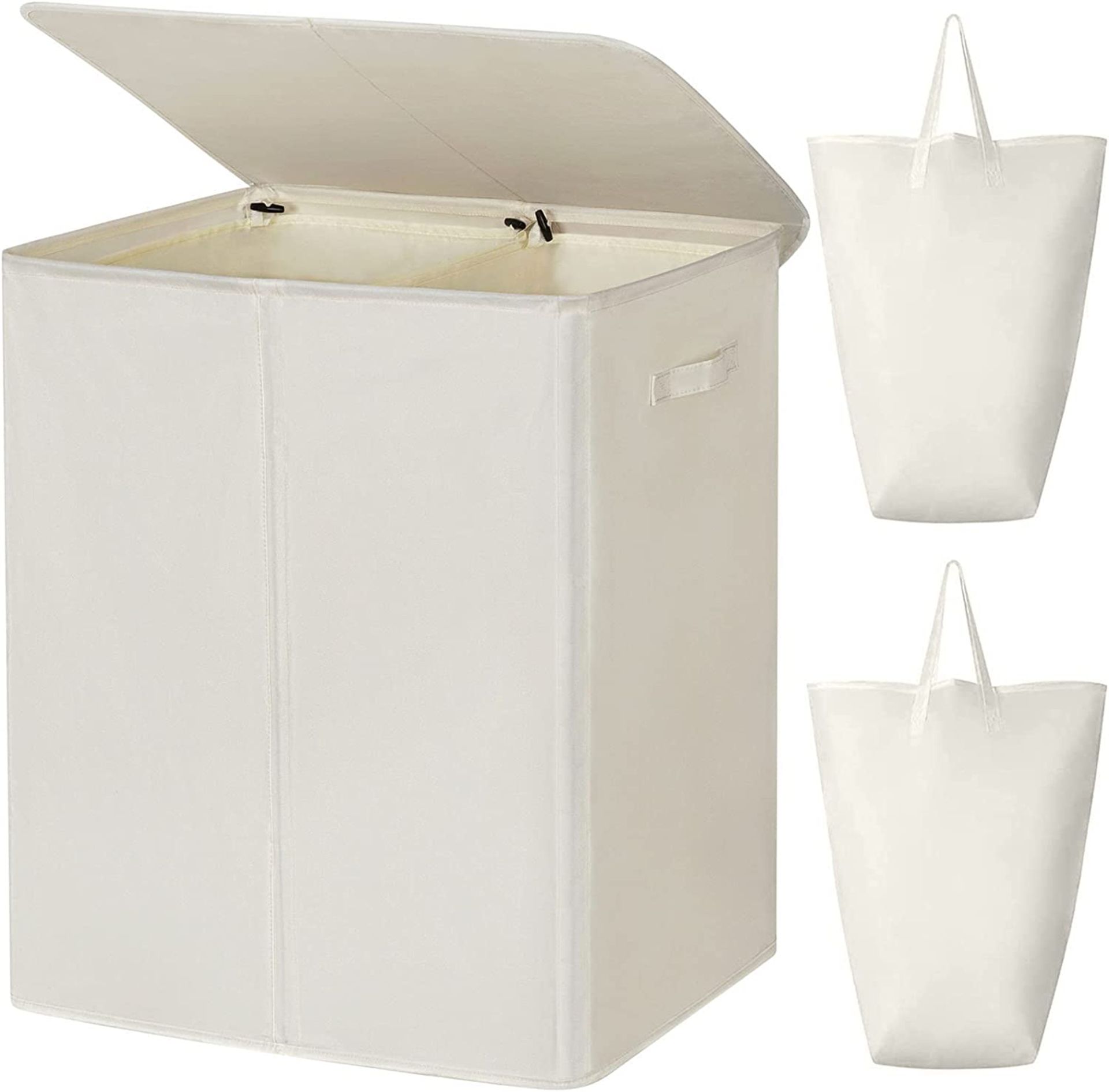 RRP £31.99 Chrislley 154L Double Laundry Basket with lid and Removable Laundry Bags Large