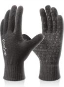 RRP £54 Set of 6 x Cooljob Gloves Knitted Gloves with Touch Screen Anti-Slip Silicone Dots Sports
