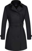 RRP £48.99 Wantdo Women's Shoulder Epaulets Belted Trench Coat Windproof Button Fastening Coat, S
