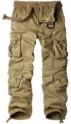 RRP £34.99 Must-Way Men's Work Trousers Camouflage Army Combat Cotton with 8 Pockets, 32