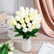 RRP £24.99 40 Pcs Tulips Artificial Bulk Tulips Real Touch Faux Tulips Spring Bouquet 14 Inch PU