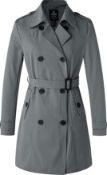 RRP £52.99 Wantdo Women's Shoulder Epaulets Belted Trench Coat Windproof Button Fastening Coat, L