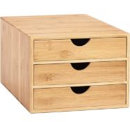 RRP £34.99 Woodluv 3 Drawer Bamboo Desktop Tidy Organiser