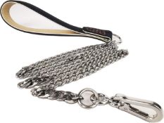 RRP £126 Set of 7 x Tineer Heavy Duty Dog Leash Sainless Steel Chain Leash with Leather Handle