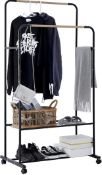 RRP £30.99 Youdenova Clothes Rail on Wheels Clothes Rack Double Hanging Rails