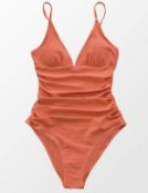 RRP £30.99 CUPSHE Women's One Piece Swimsuit Tummy Control Swimming Costume, L