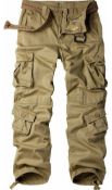 RRP £34.99 Must-Way Men's Work Trousers Camouflage Army Combat Cotton with 8 Pockets, 36