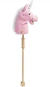 HollyHome 36" Pink Hobby Horse with Grip Handles and Wheels Plush Unicorn RRP £27.99