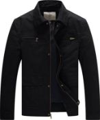 RRP £46.99 WenVen Men's Lapel Jacket Casual Cotton Coat Outdoor Windproof Jacket, L
