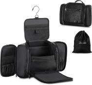 RRP £18.99 Elviros Travel Hanging Toiletry Bag for Women and Men, PU Leather Toiletries Organizer,