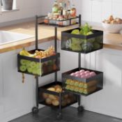 RRP £76.99 COVAODQ Rotating Storage Rack, Home Kitchen Storage No Need to Install (4-Tier)