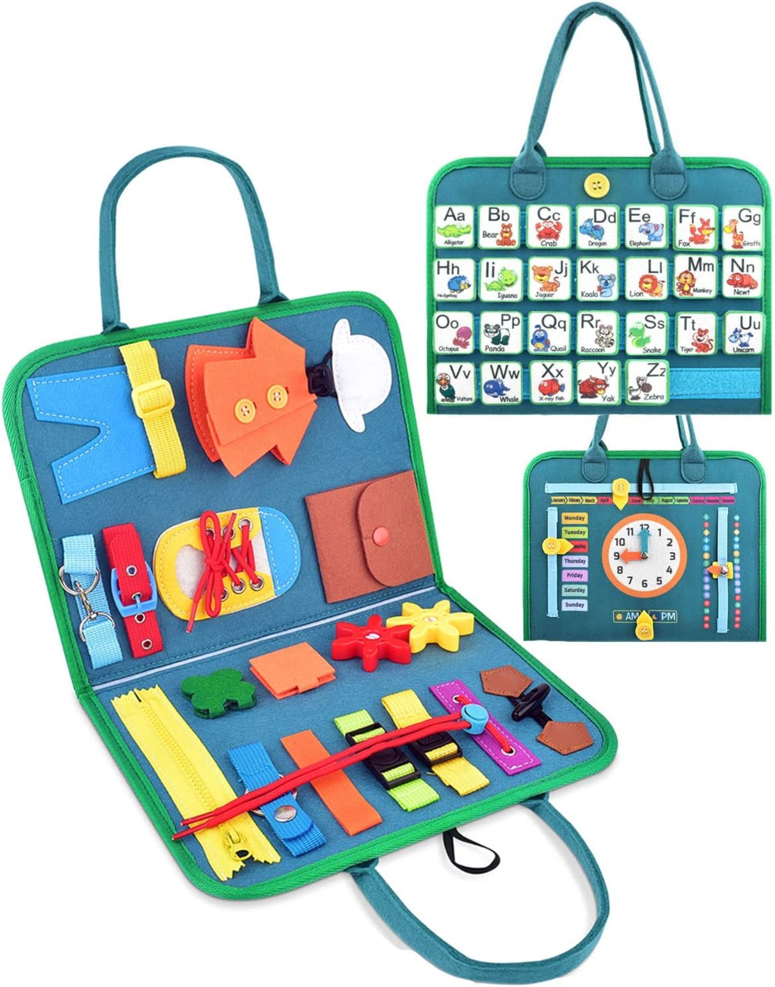 RRP £30 Set of 2 x BROTOU Busy Board for Kids 1 2 3 Years Old, 24 in 1 Preschool Educational