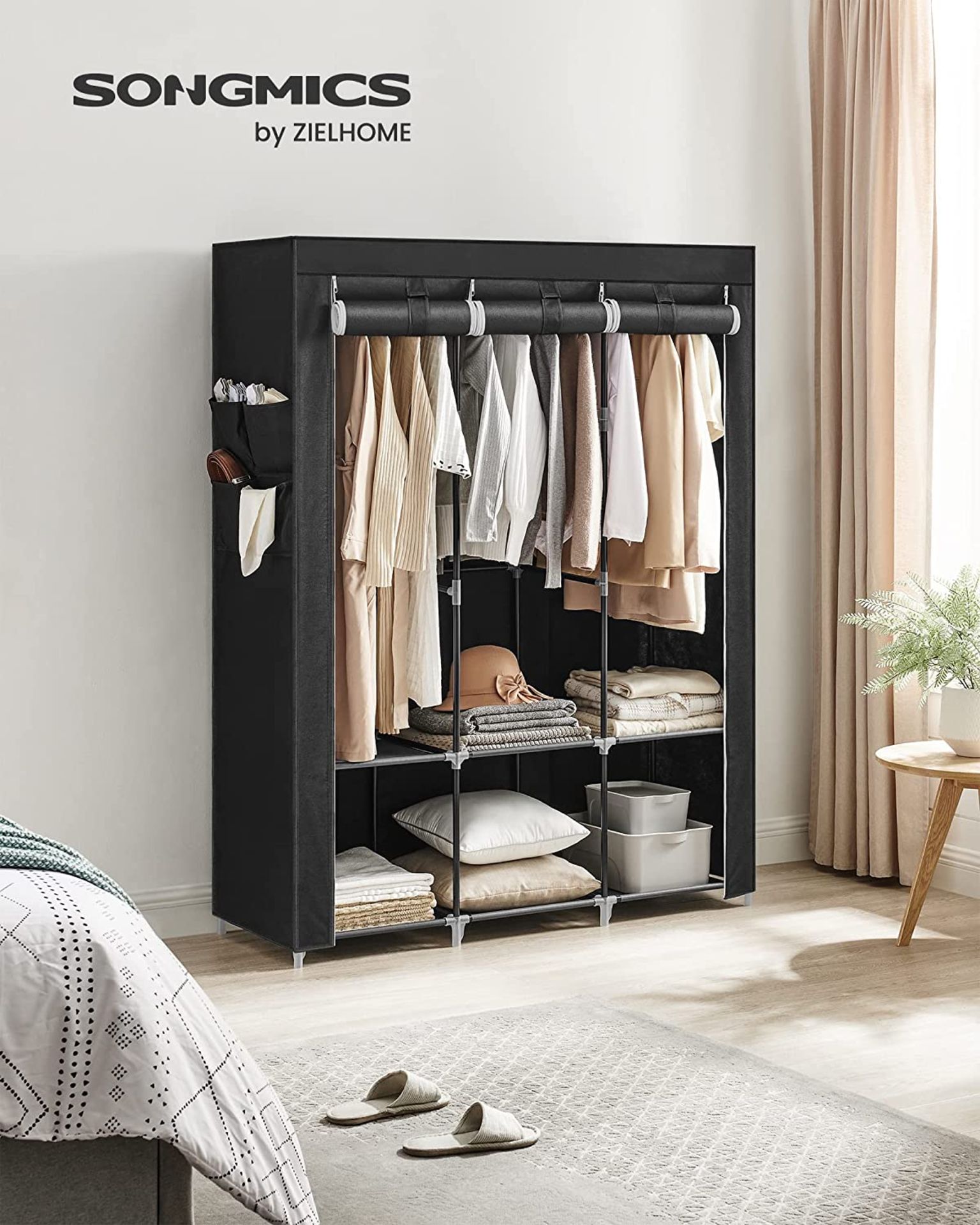 RRP £34.99 SONGMICS Clothes Wardrobe, Portable Closet with Cover, 45 x 130 x 167 cm