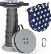 RRP £27.99 ALEVMOOM Upgraded Retractable Camping Stool Portable Telescopic Collapsible Stool