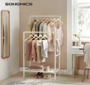 RRP £52 Set of 2 x Songmics Clothes Rack Metal Stand with 2 Hanging Rails and Storage Shelf