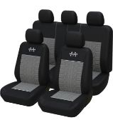RRP £29.99 Autoyouth Universal Car Seat Covers Full Set Embroidery Check Flag