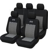 RRP £29.99 Autoyouth Universal Car Seat Covers Full Set Embroidery Check Flag