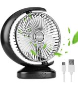 Mafiti 8-Inch Quiet Fan USB Rechargeable Table Fan Desktop Quiet Cooling Fan with 3 Speeds