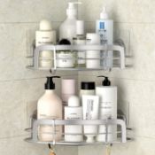RRP £80 Set of 5 x 2-Pieces STEUGO Shower Corner Shelf, Bathroom Corner Shower Shelf, Adhesive