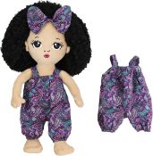 RRP £175 Set of 7 x JUSTQUNSEEN Black Baby Dolls African American Doll Plush 50CM, RRP £25 Each