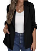 RRP £25.99 PrinStory Women's Blazer Suit Open Front Cardigan Adjustable Sleeve Jacket, 8
