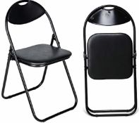 Nyxi Folding Chair Padded Paris Faux Leather Chair, Black