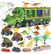 Aoskie Dinosaur Toys for Kids Transporter Truck with Roar Sound and Lights
